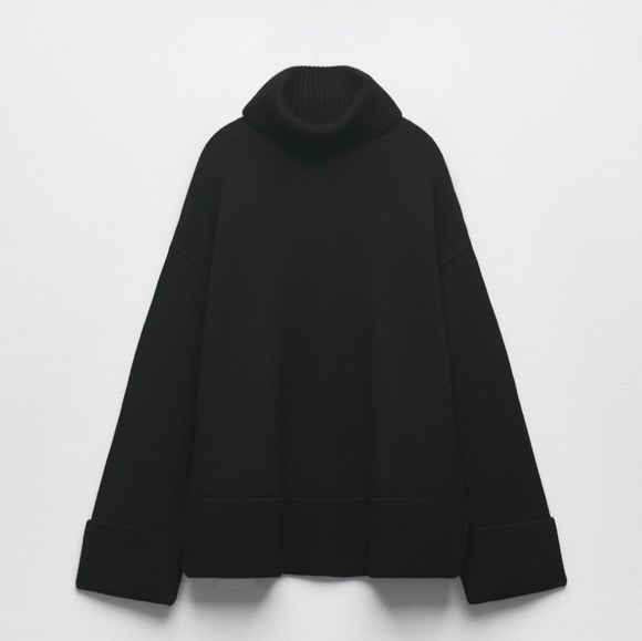 ZARA NWT cuffed knit sweater, black, women's size M - Picture 3 of 12